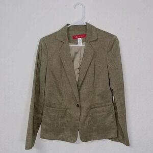 Imperfect Anne Klein neutral blazer 1 button shoulder pad notched collar pockets